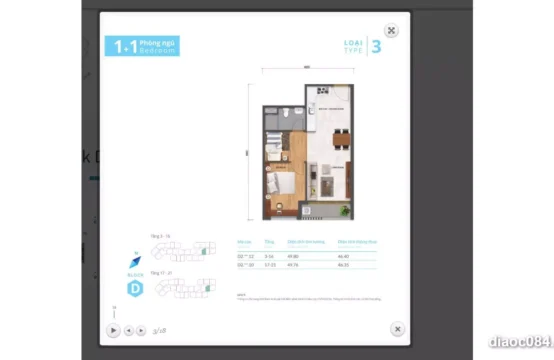 Căn hộ SAFIRA KHANG ĐIỀN 50M² 1PN 1WC Có ít nội thất giá tốt