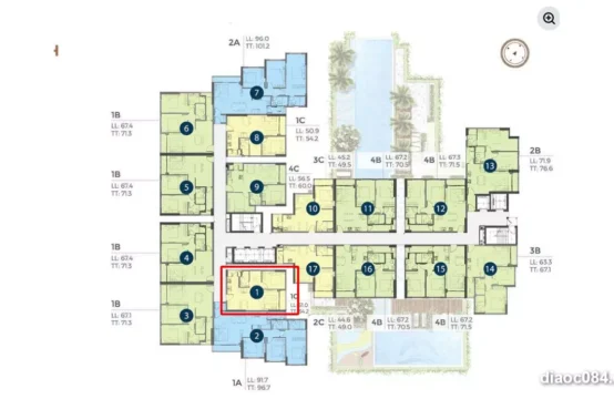 Bán Căn Hộ Precia Quận 2 &#8211; 54m 1PN View Hồ Bơi, Full Nội Thất