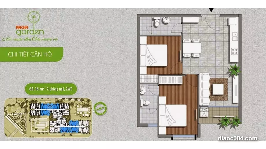 Bán Gấp Căn Hộ An Gia Garden Tân Phú 63m 2PN Giá Thương Lượng Mạnh